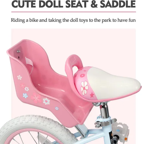 Vista 9 de Glerc Petal Girls Bike 12-18 Inch for Ages 2-9, Kids Bike with Training Wheels, Basket & Streamers, Princess Style Kids Bicycle, for Girls