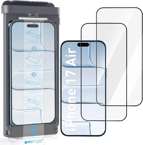 Vista 14 de KUZOOM Protector de pantalla para iPhone, paquete de 2 (negro, iPhone 17 Air)
