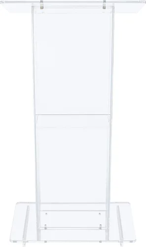 Vista 5 de OEF Furnishings CoreGhost Series - Atril acrílico transparente moderno de grado comercial con estante (superficie de lectura de 24 pulgadas)