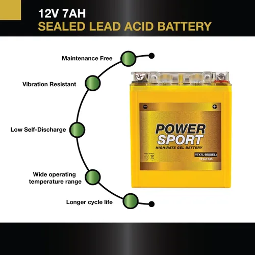 Vista 3 de ExpertPower YTX7L-BS - Batería de gel de 12 V 7 AH, sin mantenimiento, recargable, electrolito de gel, adecuada para motocicletas, motos de nieve