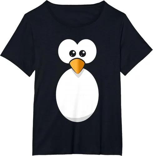 Vista 68 de Camiseta divertida con diseño de cara de pingüino o disfraz fácil, color negro, talla S