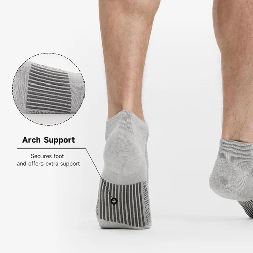 Vista 44 de BAMBOO COOL Calcetines atléticos de tobillo para hombre con acolchado y absorción de humedad, calcetines de malla para correr de corte bajo