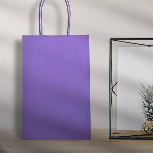 Vista 6 de Nexmint Bolsas de regalo de papel kraft morado: paquete de 12 bolsas de regalo pequeñas con asa (8.5 x 5.5 pulgadas) para cumpleaños, vacaciones