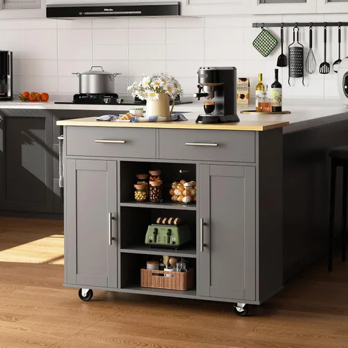 Vista 8 de Shintenchi - Carrito de isla de cocina con almacenamiento, mesa rodante Negro-22 pulgadas