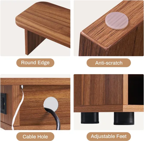 Vista 6 de Artswish - Soporte elevador para monitor con estación de carga y luz RGB, soporte ajustable de doble monitor para escritorio, estante de escritorio