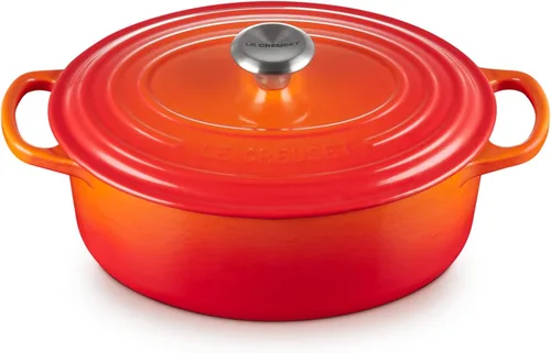 Vista 23 de Le Creuset - Olla holandés redonda con tapa de cocina, hecha de hierro fundido esmaltado, 6.75 cuartos de galón, color alcachofa, colección signature