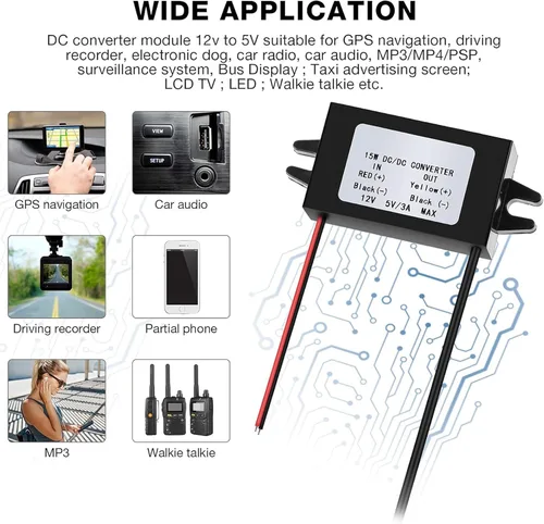 Vista 8 de Weewooday Convertidor de CC de 12 V a 5 V 3 A 15 W DC Buck Module, regulador de voltaje reducido, convertidor de corriente de alimentación