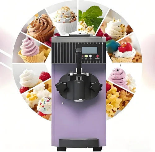 Vista 7 de Máquina de helado de servicio suave para uso comercial y doméstico, 8.8-11.0 lbs/H, panel táctil LCD, limpieza automática, sistema de Metálico