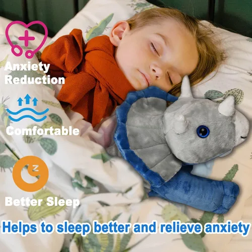 Vista 4 de Weighted Dinosaur Plush Toy, 23.5"/4.5 Pounds, Giant Blue Triceratops Dinosaur Plush, Autism Sensory Toys, Anti-Stress Weighted Stuffed Animals for