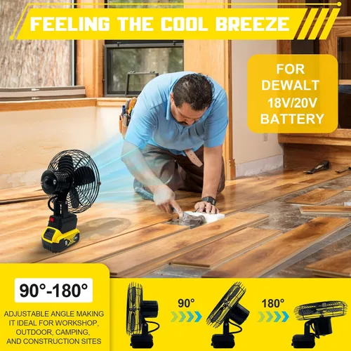 Vista 5 de F-an inalámbrico portátil para batería Dewalt de 20 V, ventilador inalámbrico alimentado por Ba-ttery, ventilador de motor sin escobillas de 20 W