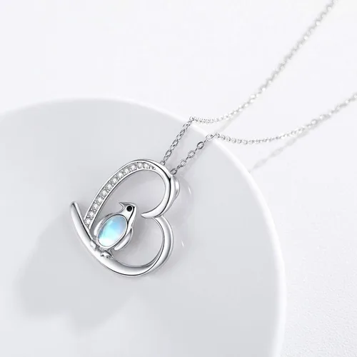 Vista 4 de Collar de pingüino de plata de ley 925 lindo collar pingüino regalos para mujeres y niñas