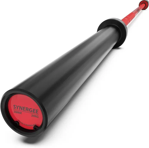 Vista 12 de Synergee Games Barras olímpicas recubiertas de cerámica de 15 kg y 20 kg en color. Estimadas en 1500 libras para levantamiento de pesas y potencia.