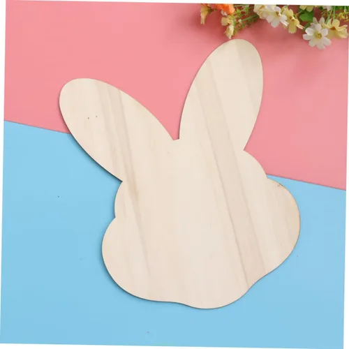 Vista 4 de EXCEART Conejito conejo chips de madera decorativos DIY artesanía accesorios decoración del hogar arte de pared para Pascua