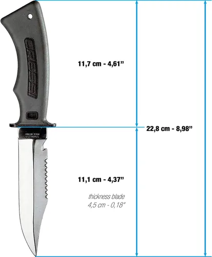 Vista 2 de Cressi Cuchillo compacto de acero inoxidable moderno para uso durante el buceo - Norge: diseñado en Italia