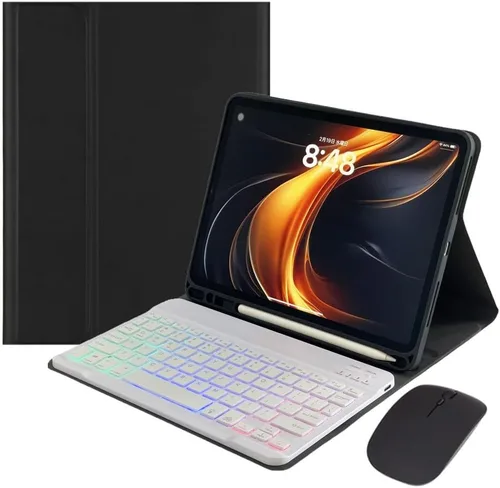 Vista 9 de Funda con teclado retroiluminado arcoíris para Galaxy Tab S6 Lite de 10.4 pulgadas con mouse y 7 colores RGB retroiluminación colorida teclado