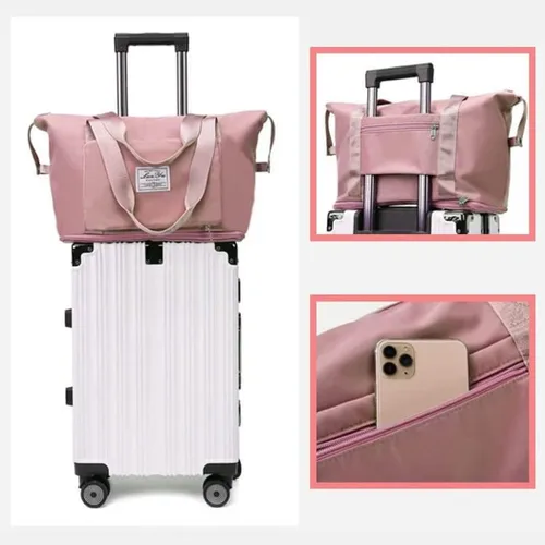 Vista 4 de Bolsa de viaje plegable de gran capacidad, seca y húmeda, separada, plegable, bolsa de gimnasio, bolsa de viaje de moda, espacio expandible
