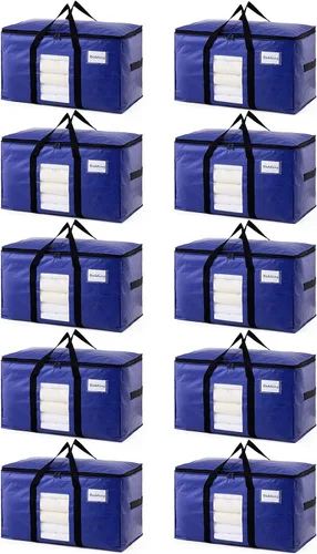 Vista 21 de TAILI - Bolsas de mudanza extra grandes, paquete de 10 bolsas negras resistentes para almacenamiento con ventana visible, asas envolventes