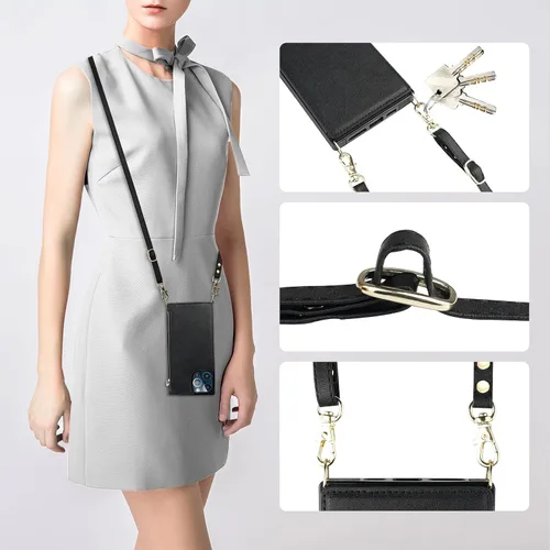 Vista 7 de Bocasal Funda tipo cartera cruzada para iPhone 13 Pro Max con soporte de ranura para tarjetas de bloqueo RFID, funda magnética con tapa, bolso