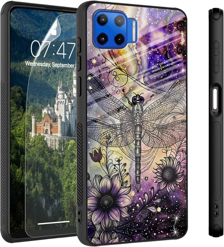 Vista 44 de Funda para Motorola Moto Edge 2022, cubierta trasera de vidrio templado con protector de pantalla, funda protectora a prueba de golpes para Motorola