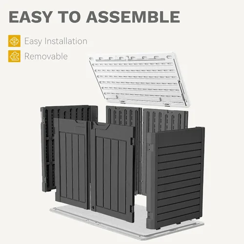 Vista 3 de DWVO Cobertizo de almacenamiento horizontal resistente a la intemperie para exteriores, capacidad de 35 pies cúbicos, con cerradura e impermeable