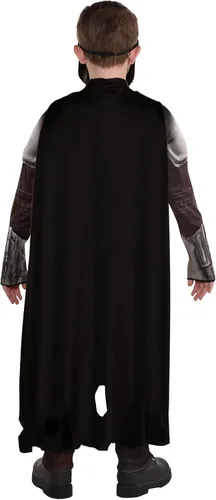 Vista 2 de amscan Mandalorian Boy Muscle Halloween Costume for Children, Includes Mask, Jumpsuit, Belt, Cape