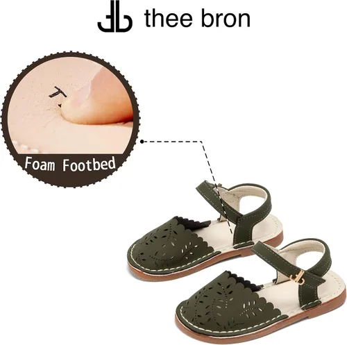 Vista 180 de THEE BRON Sandalias cómodas para niñas, zapatos para niños, sandalias rellenas