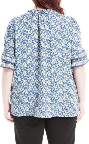 Vista 3 de Max Studio Blusa con volantes y manga codo talla grande para mujer