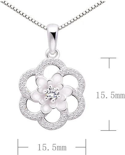 Vista 2 de ALOV Jewelry - Collar con colgante de plata de ley con circonita cúbica