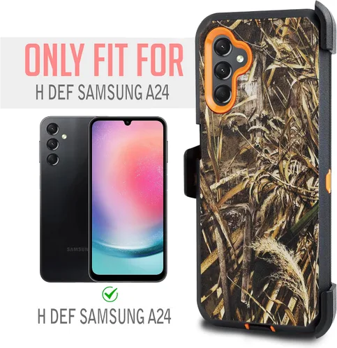 Vista 5 de Funda para Samsung Galaxy A24, funda giratoria de cuerpo completo con clip para cinturón de doble capa, soporte con protector de pantalla integrado