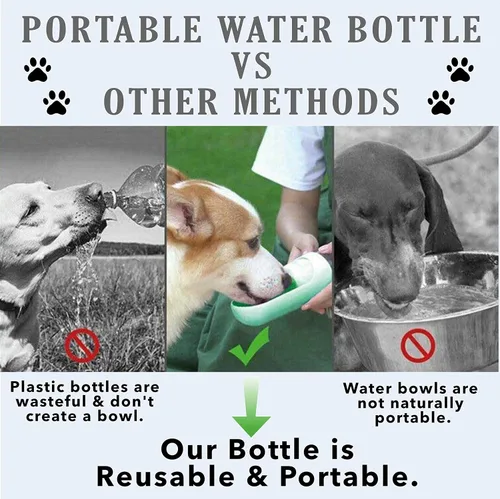 Vista 3 de Dispensador portátil plegable para mascotas, perros, gatos, animales de viaje, botella de agua potable. Traiga caminatas, caminatas y cualquier