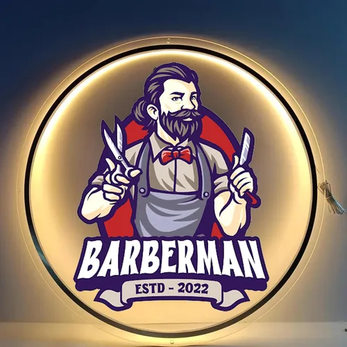 Vista 2 de Letreros de logotipo de neón retroiluminados de acrílico personalizables, letrero de logotipo de negocios iluminado por LED totalmente Letrero