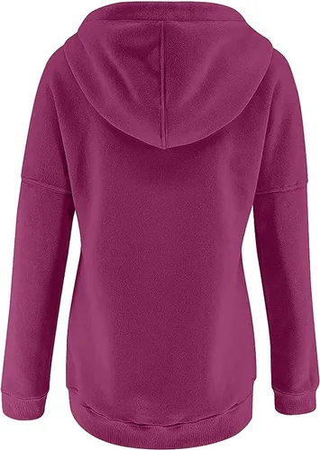 Vista 101 de Sudaderas con capucha para mujer, con cuello de botón, sin botones, con cordón, manga larga, lindas, ropa para adolescentes y niñas