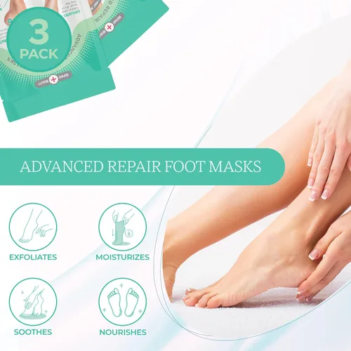 Vista 2 de Calcetines hidratantes para pies de menta y árbol de té, hidratan el talón seco y agrietado, alivia los pies cansados, mascarillas exfoliantes
