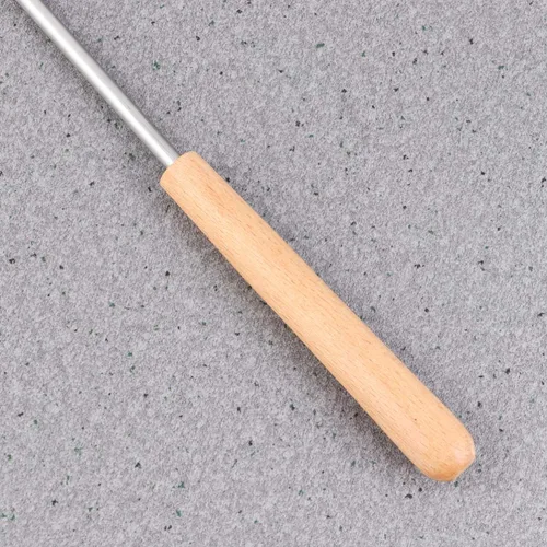 Vista 6 de DOITOOL 6 tenedores para fondue de acero inoxidable con mango de madera, diseño aislante térmico para postres de frutas, olla caliente, barbacoa al