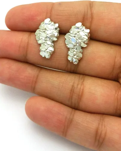 Vista 2 de Aretes de tuerca de plata de ley 925 con acabado de oro amarillo de 18 quilates para hombre