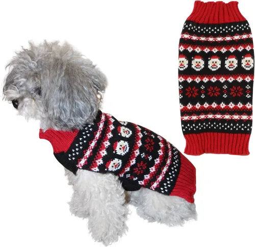 Vista 7 de Suéter festivo para mascota con diseño de reno Suéter para perro navideño Prendas tejidas cálidas para invierno par a mascotas, m Reno de dibujos