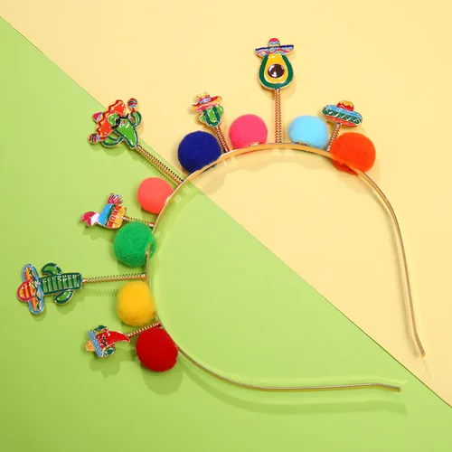 Vista 2 de Cinco De Mayo Diademas Mexicana Fiesta Hairband Sombrero Chili Cactus Piñata Aro Pelo Aro Mexicano Decoración Fiesta Colorido
