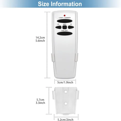 Vista 5 de Reemplazo de control remoto para ventilador de techo Hampton Bay Hunter FanHD HD5 UC7078T RR7079T L3H2010FANHD L3H2014FANHD, de 3 velocidades