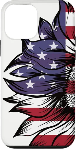 Vista 16 de USA Patriotic 4th of July Sunflower American Flag Case for iPhone 17