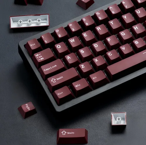 Vista 12 de dagaladoo Teclas negras topográficas Teclas PBT de doble inyección Teclas de teclado con brillo Teclas laterales impresas Teclas de perfil Cherry