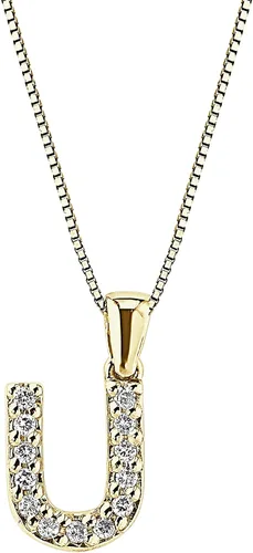 Vista 27 de Collar colgante con letra inicial de diamantes en oro amarillo de 14k (1/10 quilates) 18 pulgadas