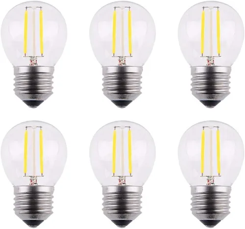 Vista 8 de Mini bombilla LED regulable estilo A15 con filamento LED, 2 W 200 lm, reemplazo incandescente de 25 W, base regular E26, color de luz blanca cálida