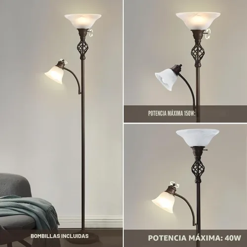 Vista 3 de GyroVu Lámpara de pie Torchiere para sala de estar, luz de lectura LED