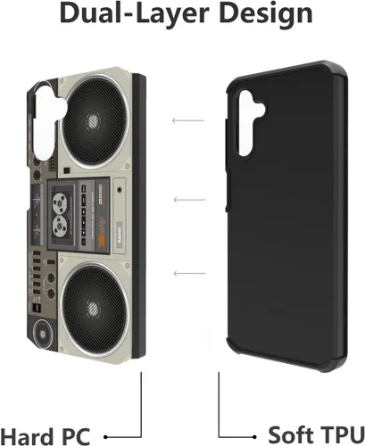 Vista 3 de Funda protectora para Samsung Galaxy A14 5G, policarbonato duro híbrido y silicona suave de doble capa a prueba de golpes para Samsung Galaxy A14 5G