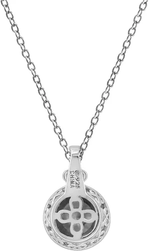Vista 4 de Tienda Essentials Collar con colgante antiguo de plata de ley chapada en platino con elementos infinitos y circonitas de corte redondo