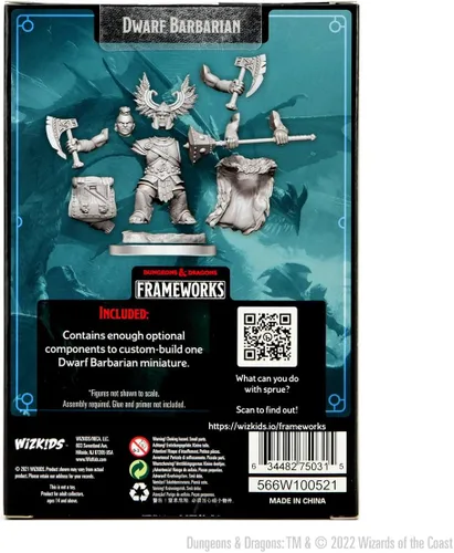 Vista 2 de WizKids D&D Frameworks: Mujer bárbara enana - Sin pintar y sin ensamblar