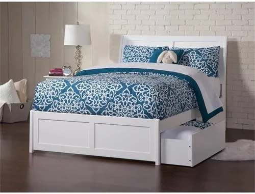 Vista 6 de Cama con plataforma de almacenamiento completo Urban en color blanco