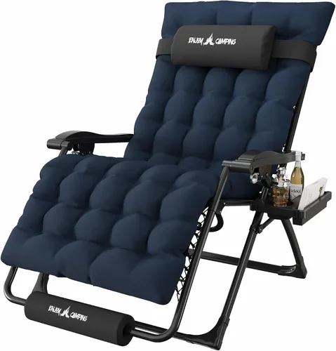 Vista 35 de Silla de gravedad cero de gran tamaño, plegable, reclinable, acolchada Rojo Extragrande