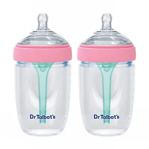 Vista 9 de Botella de silicona anticólicos Dr. Talbot's - 5 oz Sistema de ventilación avanzado, pezón flexible suave de flujo lento - Aqua Top