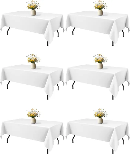 Vista 16 de Niuara Mantel de Mesa Rectangular Negro - Paquete de 6, 60" × 84" Mantel de Tela Lavable para Mesas de 5 Pies, Resistente a las Arrugas y a Prueba